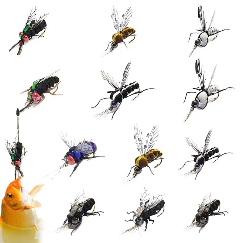 Fly Fishing Assortment 12pcs Salmon Fishing Fly Hand Tied Realistic Boxes Included Salmon Fishing Fly Bass Lure With Hooks For