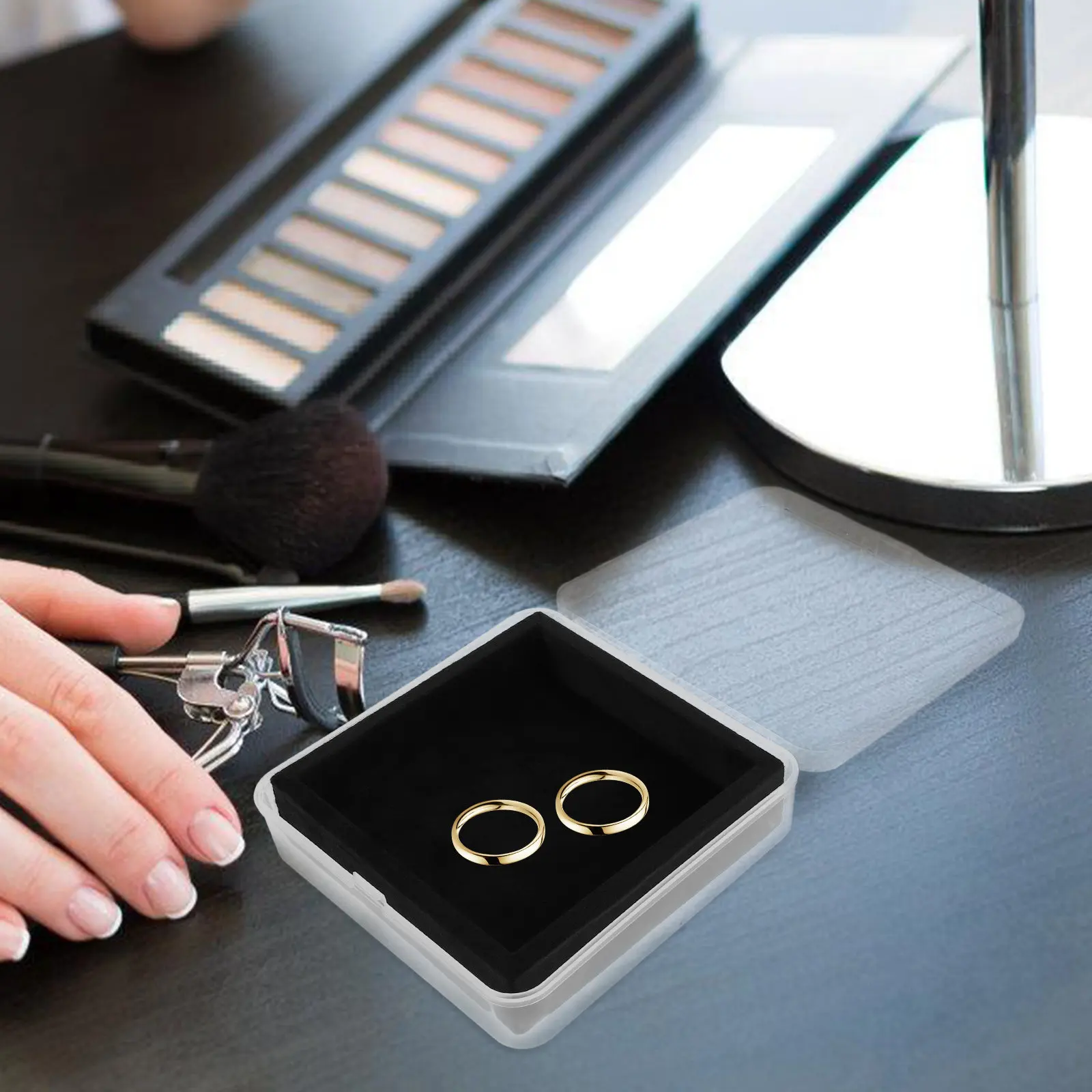 

Jewelry Organizer Box Black Clear Lid Bracelet Necklace Ring Storage Display Case Jewelry Drawer Organizer Ring Case