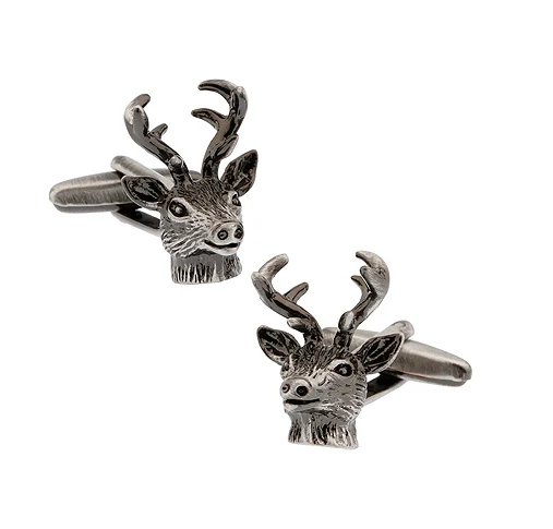 Deer Cuff Links For Men Vintage Sika Deer Design Quality Brass Material Black Color Cufflinks Wholesale&retail