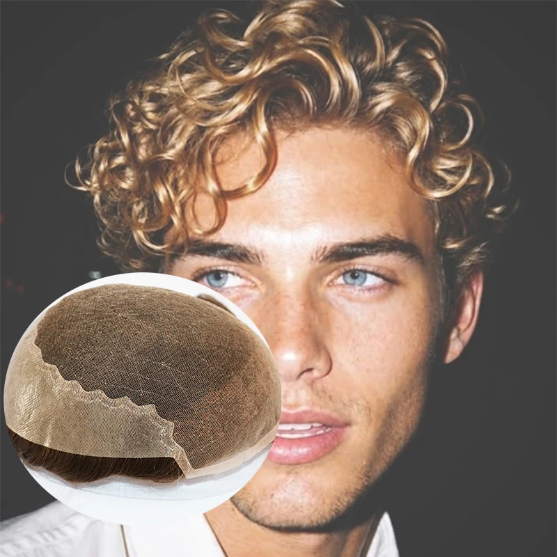 Q6 Lace Toupee Men Europe Human Hair Male Wig Swiss Lace Front Men Hair Replacement System Unit 20mm Natural Hairline Prosthesis