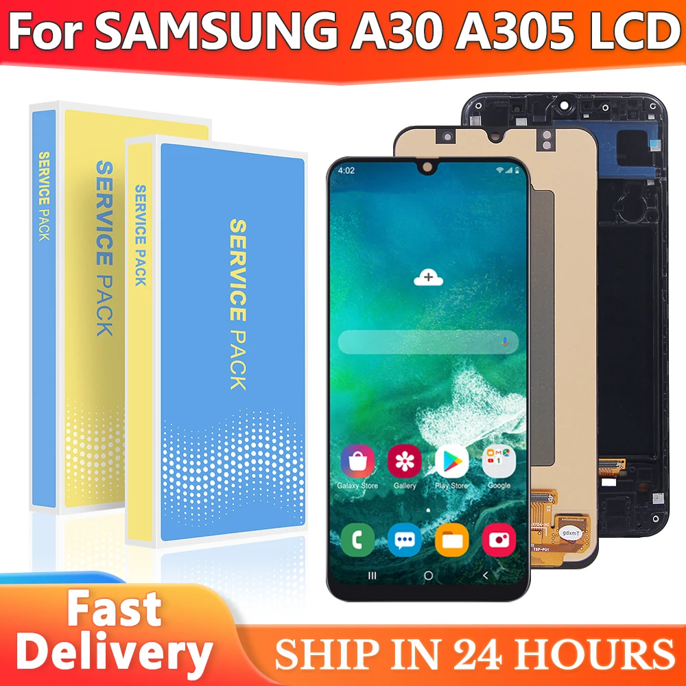 

Протестированный ЖК-дисплей A30 для Samsung A30 A305FN ЖК-дисплей A305/DS A305G A305GN, сенсорный экран с рамкой, дигитайзер, замена