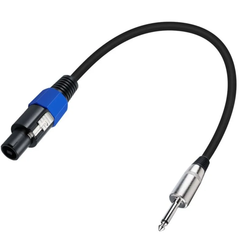 DT21 6.35mm Plug to Speakon Male Adapter Cable, 1/4 Inch to Speakon Audio Cord for Guitar Amplifier, 90 Degree Angled