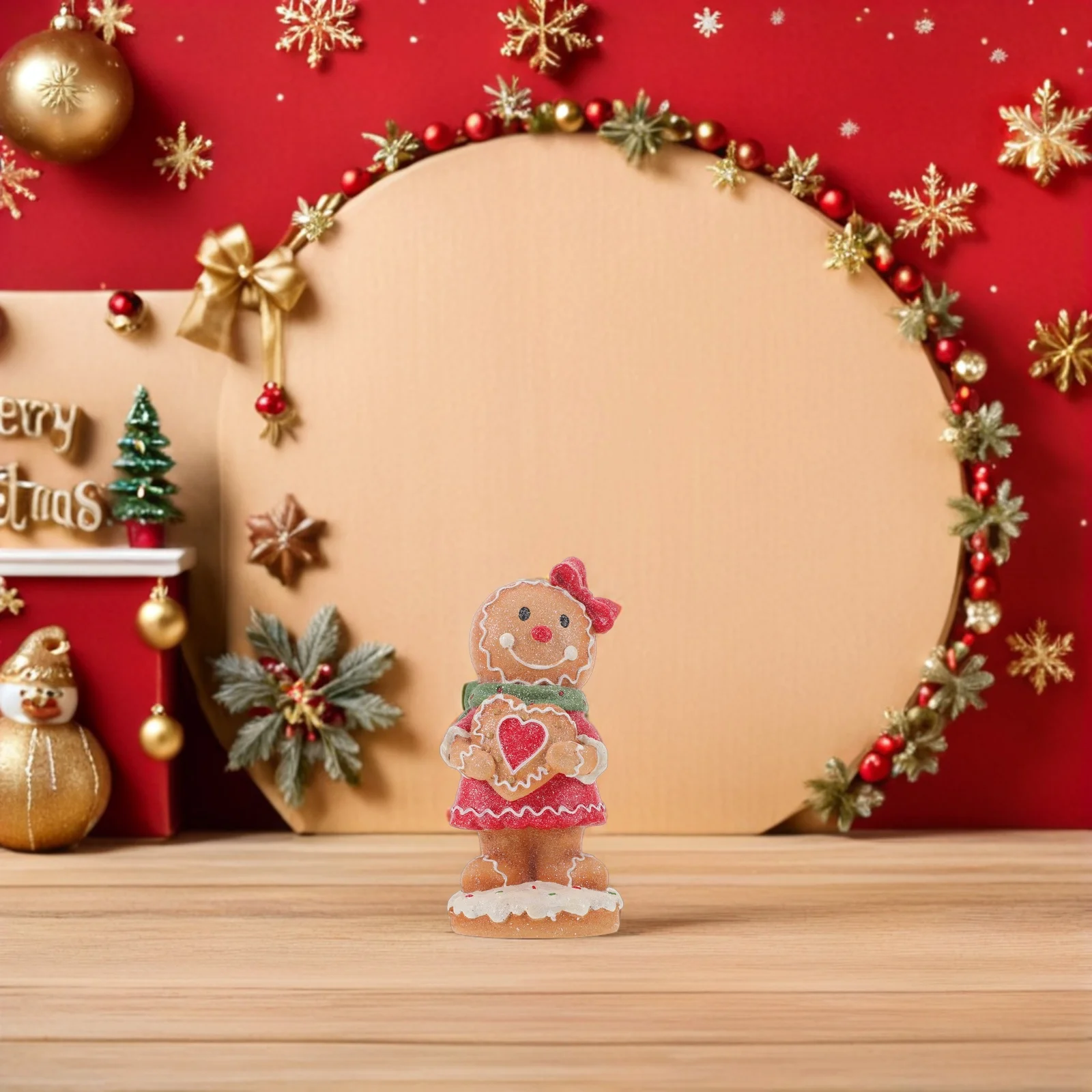 

Christmas Gingerbread Man Resin Ornament Xmas Winter Table Centerpiece Holiday Decoration Gingerbread Man Figure