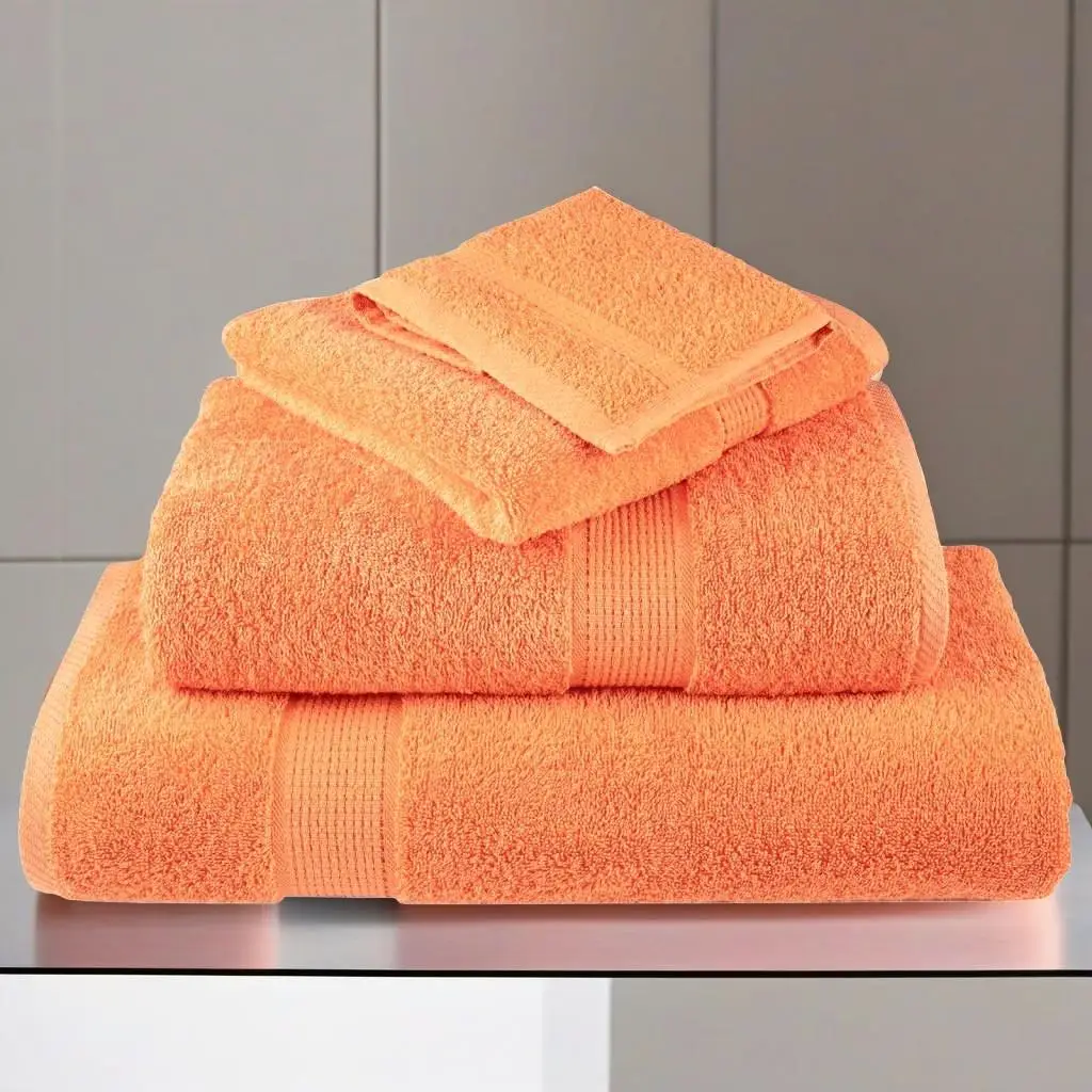 SOLUND Premium Orange Towels Set - 10 pcs, 100x200 cm, Ultra-Absorbent 600 GSM