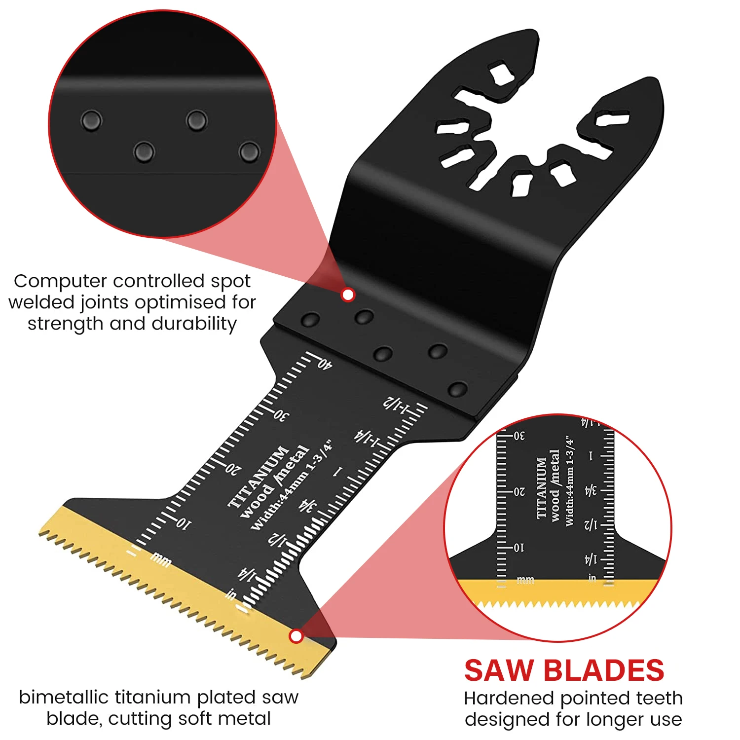 Lâminas de serra oscilante, lâmina do dente do carboneto, corte do metal, pregos de aço, parafusos, acessórios do multitool, 5 PCes