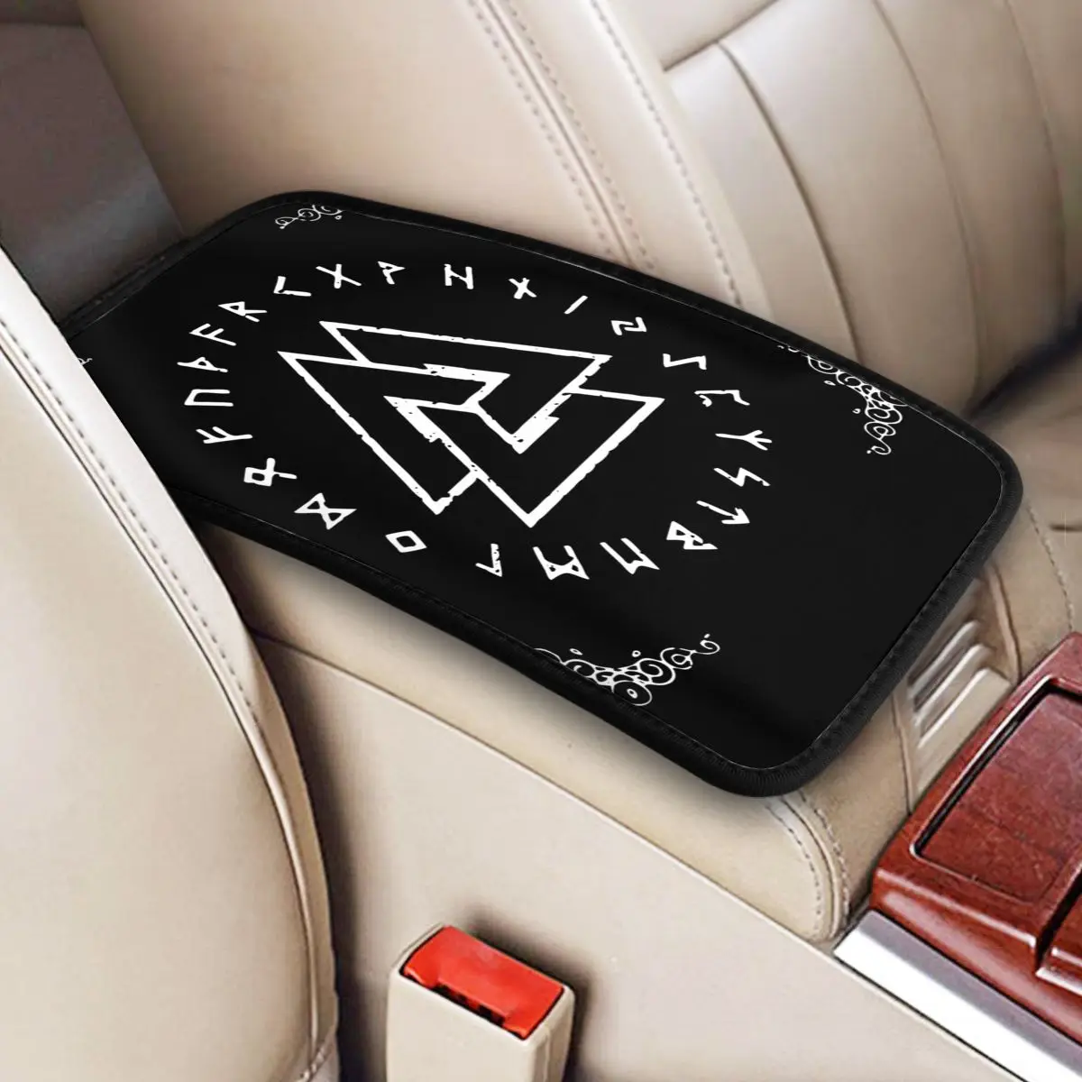 Leather Car Armrest Cover Mat Vikings Breathable Center Console Cover Pad Box Pad Cushion Auto Styling Interior Accessories