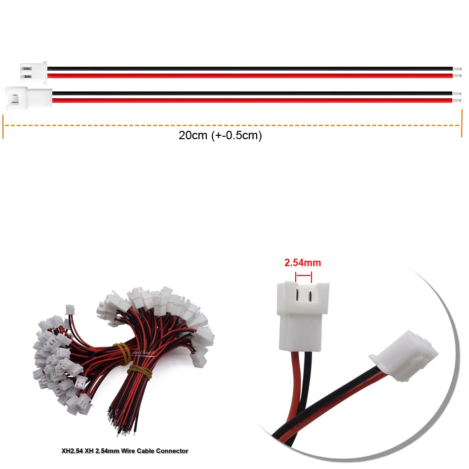 20cm  PH 2.0mm Pitch 2 Pin Male Female Cable Connector Micro PH 2P Plug Jack Socket Terminals Wire Cables Connectors 26AWG