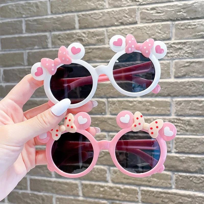 Disney Minnie Mickey Mouse Kids Sunglasses Boy Girls Cosplay Eyeglass Children Cute Sunglasses Anti-UV Glasses Photography Props