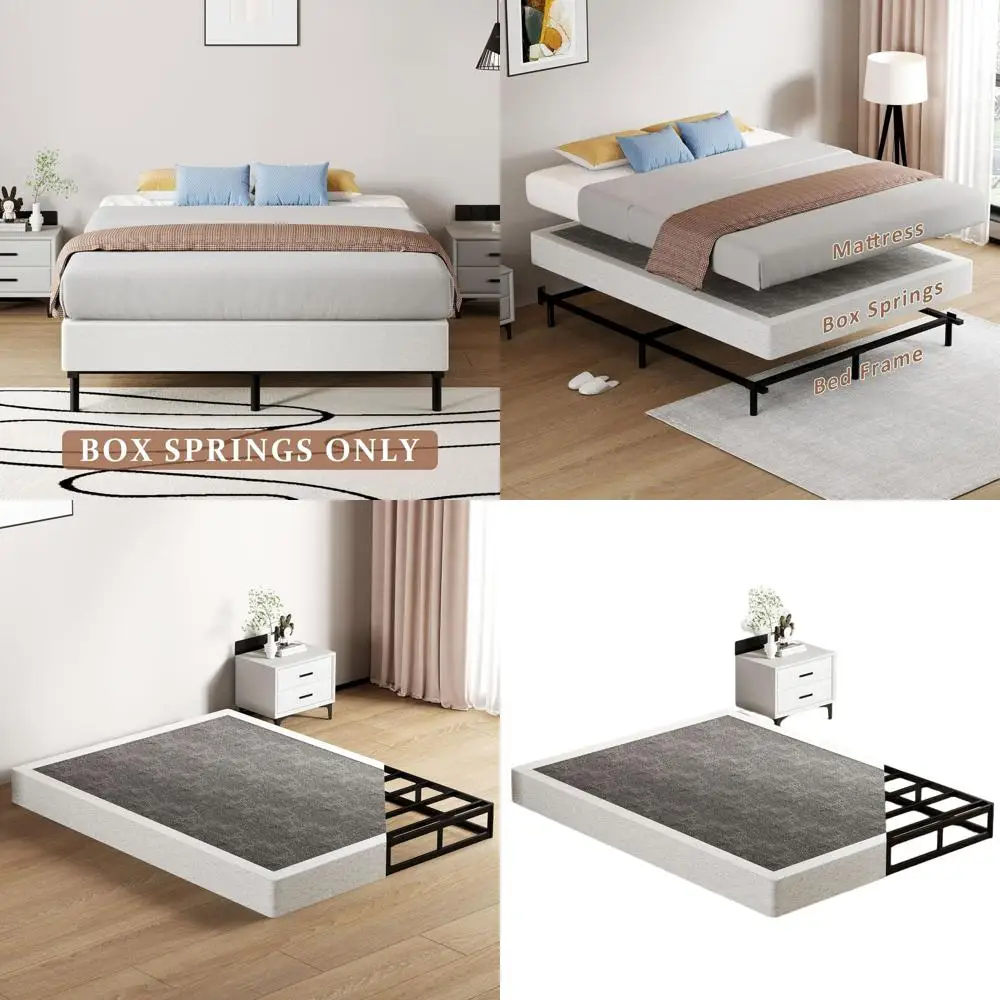 

7 металлических каркасов Queen Box Spring — основание кровати из пены с эффектом памяти, сверхмощный, бесшумный, грузоподъемность 3000 фунтов