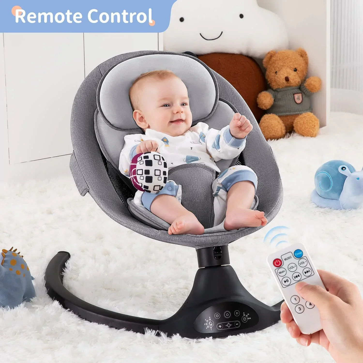 Remote control music cradle swing Portable baby rocking chair Safe newborn baby cradle Baby electric rocking chair multi-speed