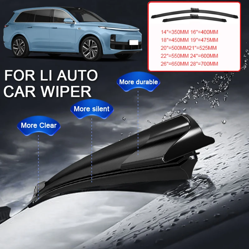 For LIXIANG LI AUTO L6 L7 L8 L9 ONE 2022-2026 2PCS Car Blade Windshield Rubber Wiper Cleaning Protect Auto External Accessory