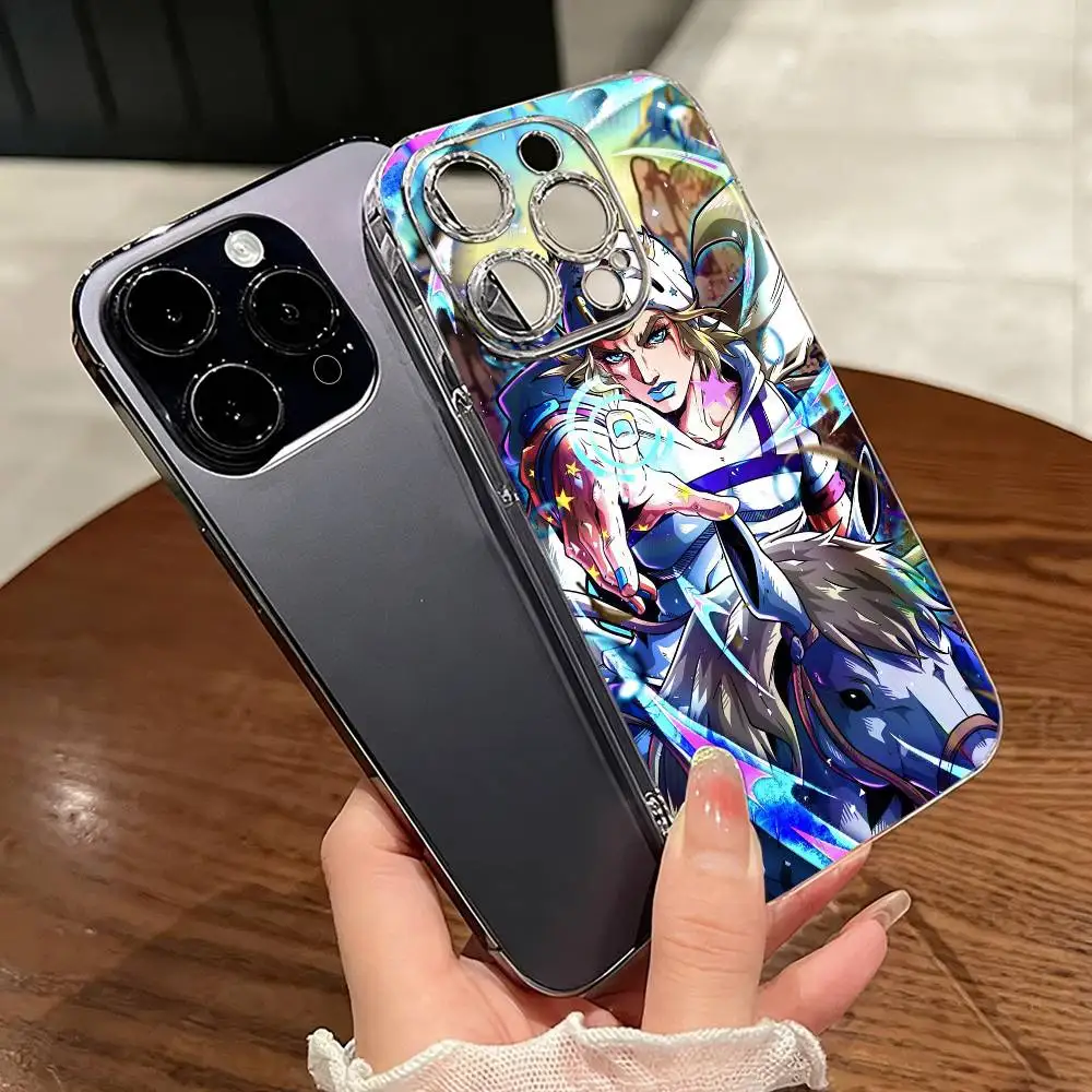 

Anime JoJo's A-Adventure Joestar Phone Case Transparent Silicone Soft For iPhone 17 16 15 14 13 12 11 Mini Pro Max Plus