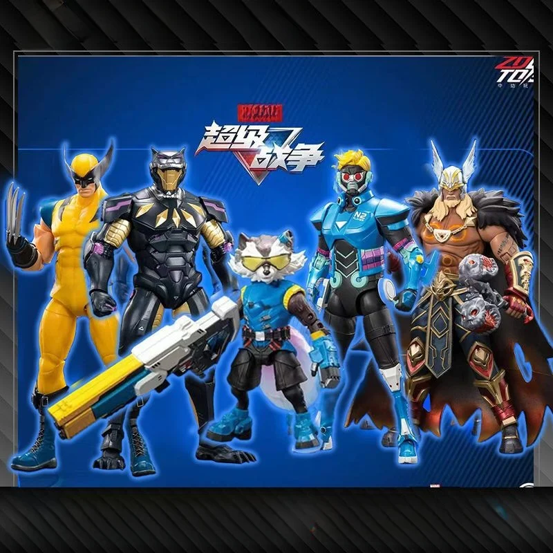 super-war-game-110-figura-coleccionable-de-black-panther-thor-wolverine-star-lord-y-raccoon-modelo-de-juguete-articulado
