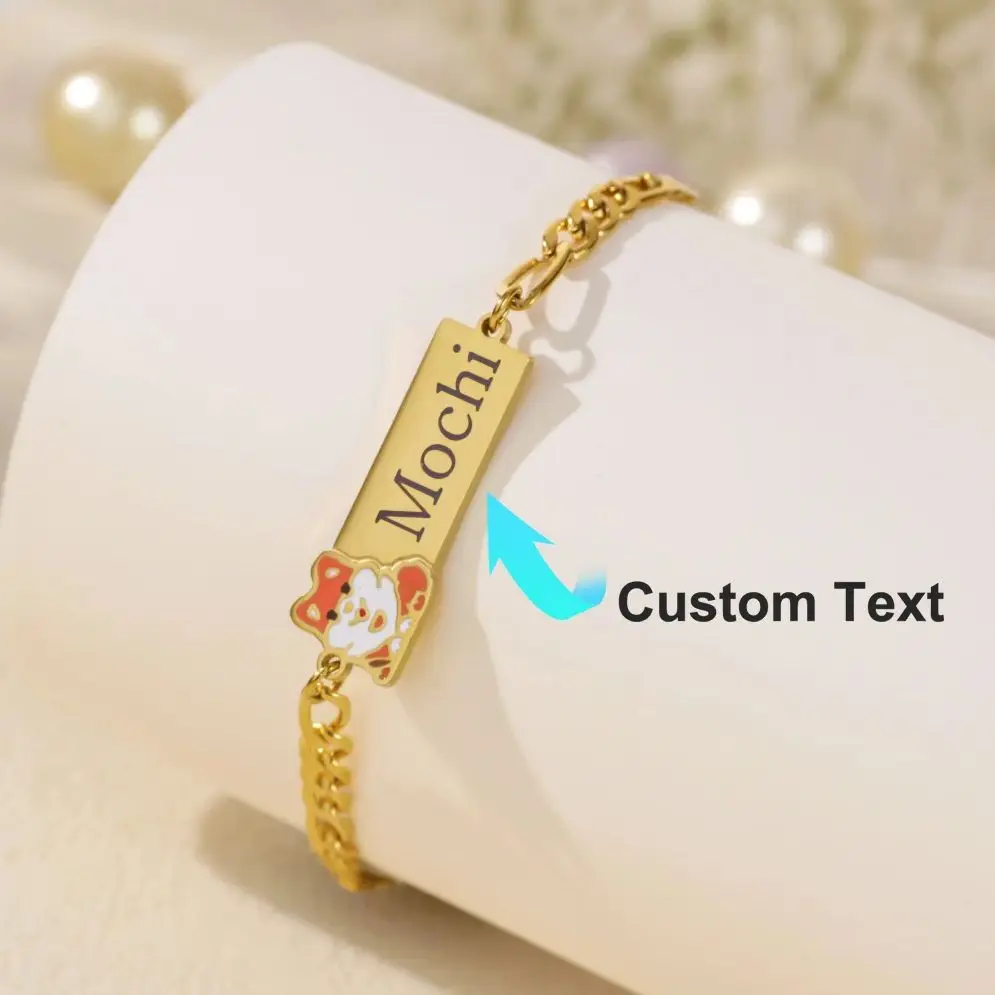 

Custom Pet Name Bracelets For Women Stainless Steel Personalized Print Nameplate Bracelet Muslim Wedding Christmas Jewelry Gift