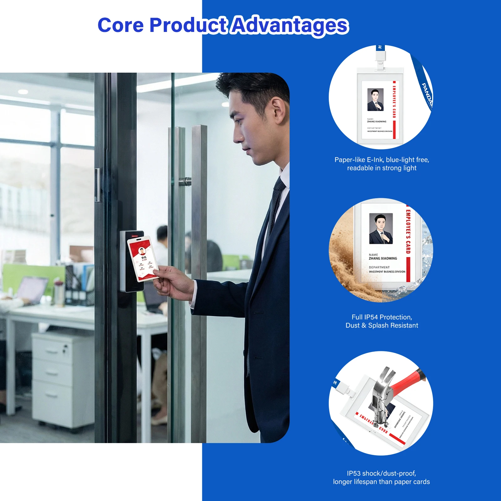 PANDA 3.7-inch Ink Screen ID Card E-ink Epaper Digital NFC Employee Pass Club Membership Card Electronic Chest Badge