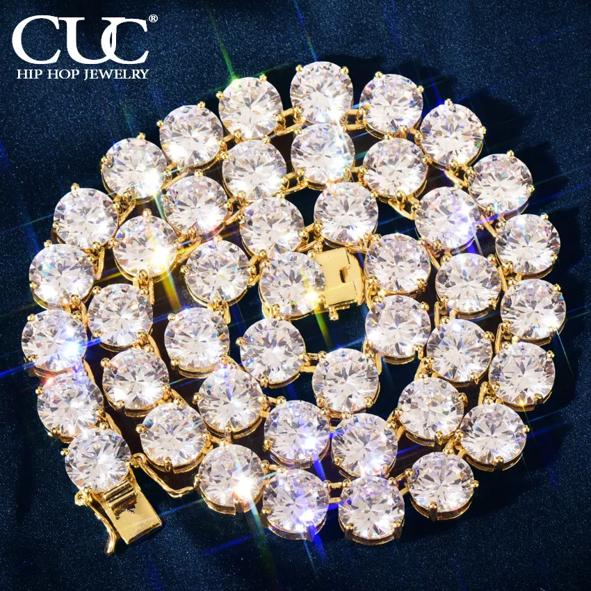 CUC Gold Color Tennis Chain 5mm 6mm 10mm One Row AAA Zircon Iced