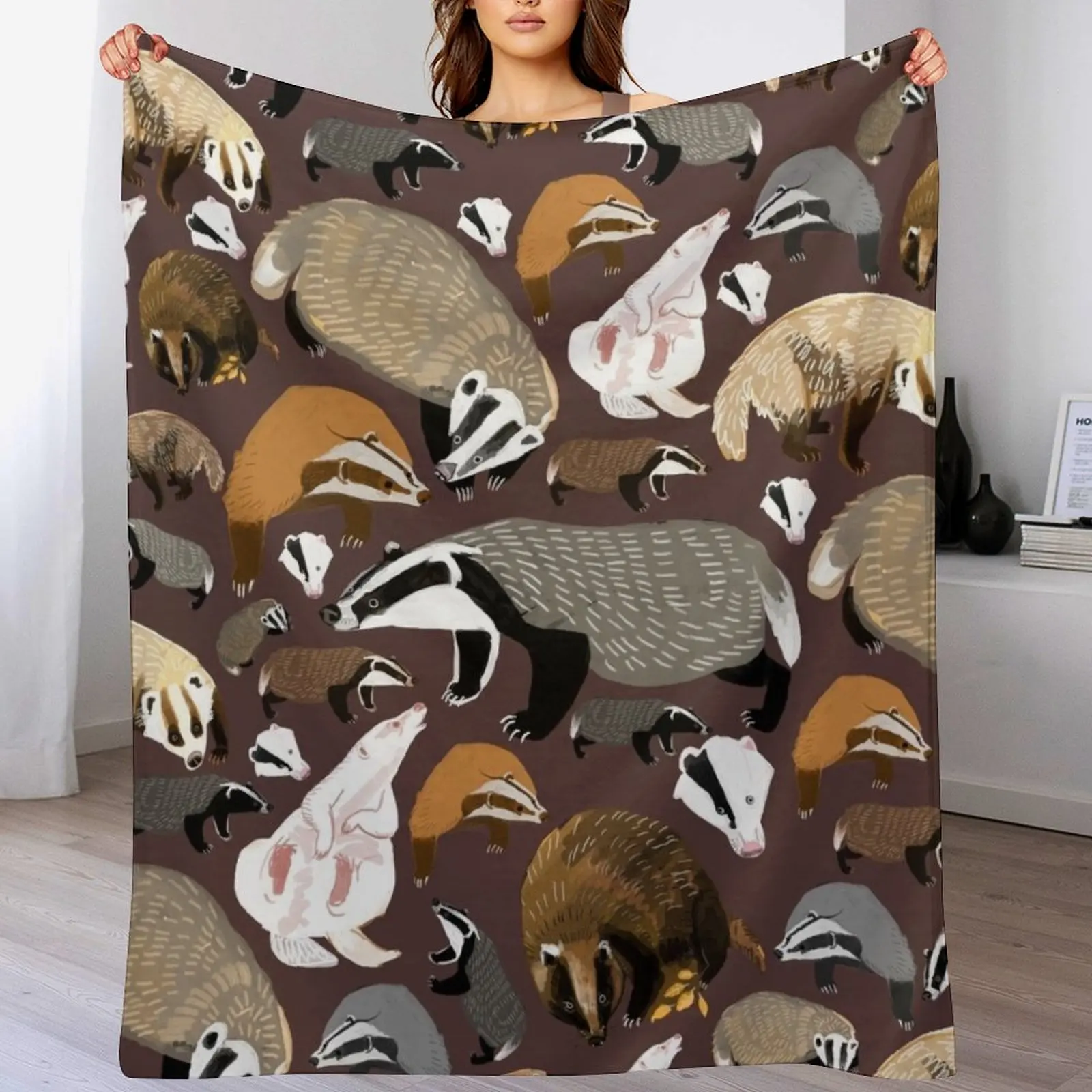 

European Badger Throw Blanket Sofa Quilt Decorative Throw blankets ands Moving Blankets