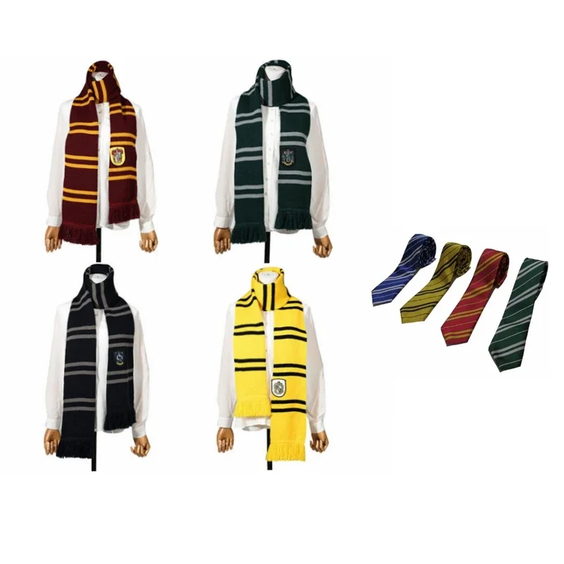 Bufanda de mago de la escuela de magia Potter Hermione Ron bufanda sombrero corbata Malfoy bufandas gorra Anime Cosplay disfraz bufanda cálida regalo