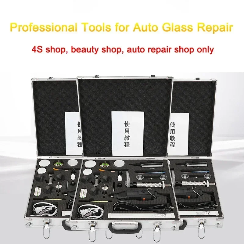 

Full New Auto Glass Repair Kit Front Windshield Repair Crack Professional Accessories Toolbox Windshield Repair Drill