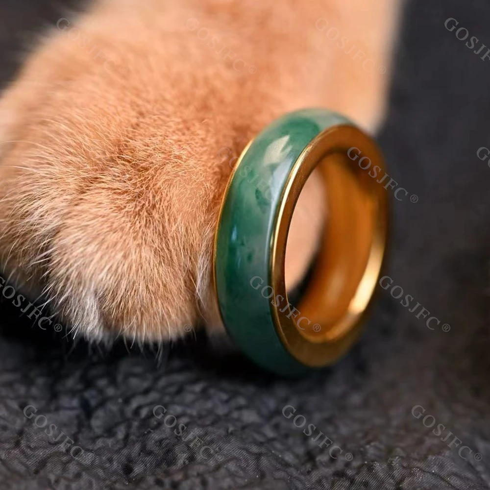 SHEXIANG EDC afrique JADEITE anneau Spinner Fidget jouets pour adultes soulagement du Stress jouet anneau cliquet Spinner soulagement de l'anxiété Gadgets