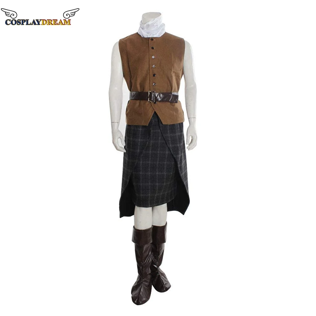 （in stock）Outlander Season 1 Jamie Fraser Cosplay Costme Uniform Suit 15th Scottish Highland Men\'s Uniform Set Halloween Costume