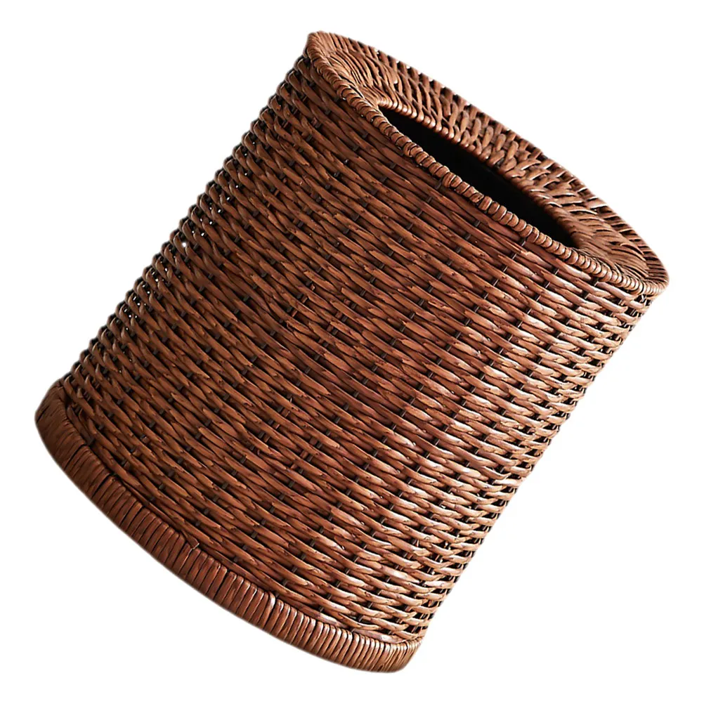 

8-литровая плетеная корзина для мусора из ротанга, двухслойная, с открытым верхом, большая вместимость, в стиле фермерского дома, для ванной, спальни, гостиной, ретро-декор
