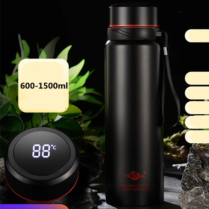 420-1500ml Large Capacity Vacuum LED Smart Temperature Digital Display Thermal Flask Thermos for Tea Water Bottle Keep Cold/Warm