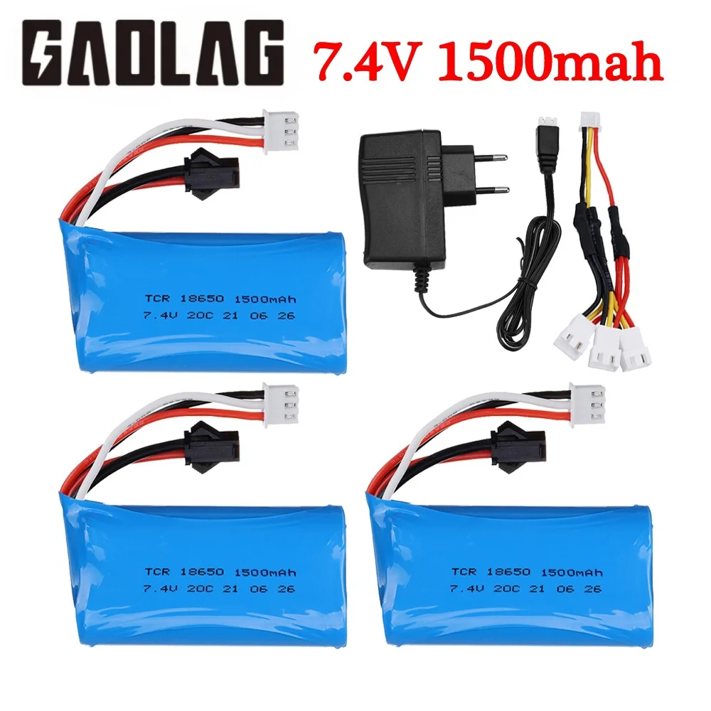 7.4V Li-ion Battery for WPL MN99S D90 U12A S033g Q1 H101 RC Boats Cars Tanks Drones Parts 2S 18650 Battery 7.4V 1500mAh Battery