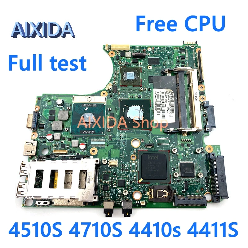 AIXIDA 574508-001 6050A2252701-MB-A03 For HP 4510S 4710S 4410s 4411S laptop motherboard PM45 DDR2 512MB GPU Free CPU full test