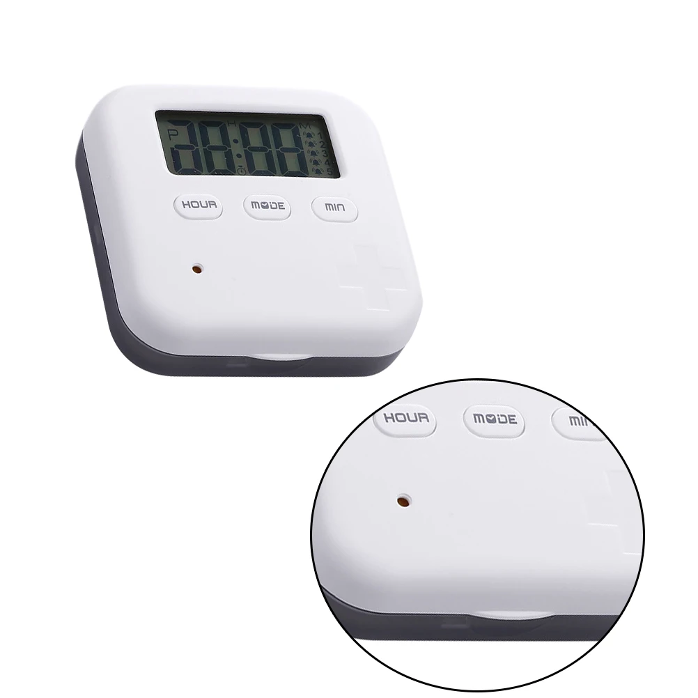 

Electronic Pill Box Mini Storage Container Grey Alarm Clock Portable Medicine Organizer With Timer Vibration Reminder For Daily
