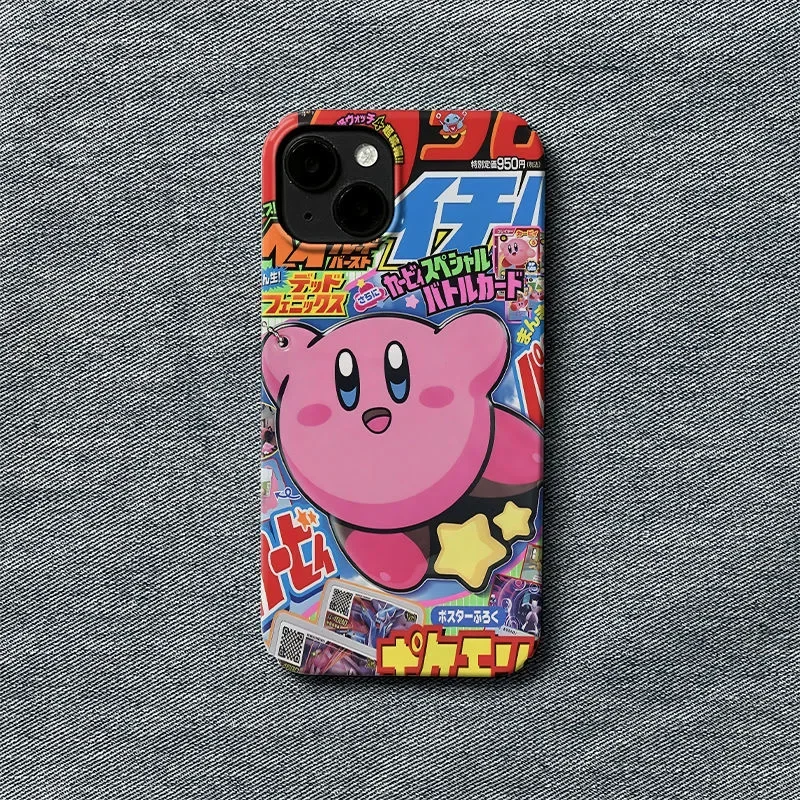 Cartoon Pink Phone Case for-K-Kirbys-iPhone 16 15 14 13 12 11 Pro Max XS XR XSMax 6 7 8 Plus Glossy HD Hard PC Cover