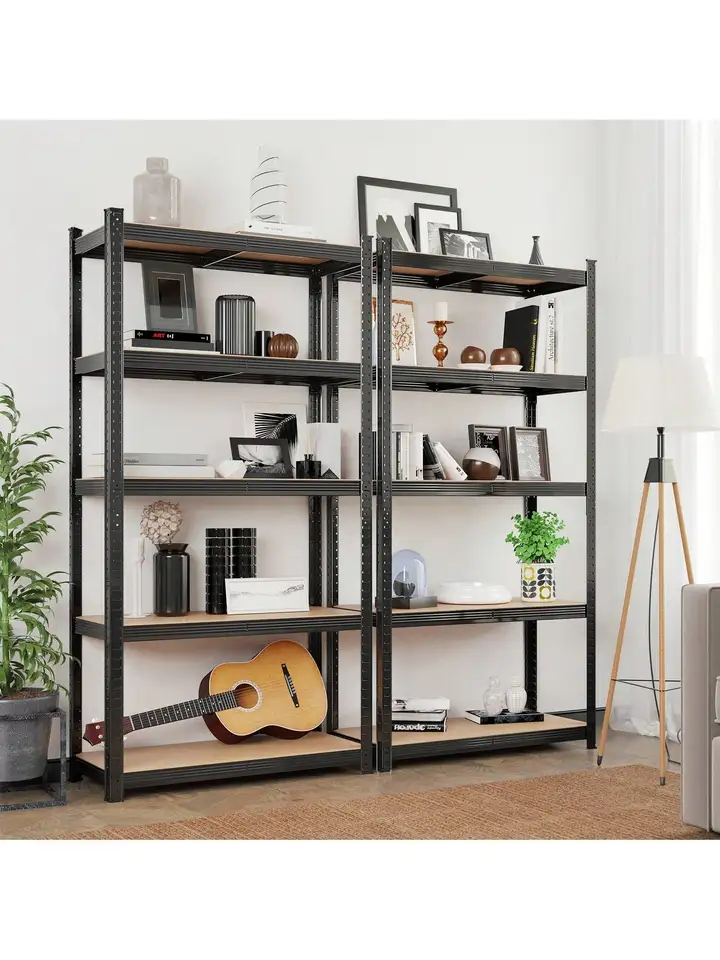 HOMEDANT Estantería de metal ajustable de 35.9 pulgadas de ancho y 5 niveles para garaje, estantes de almacenamiento, estantes de pie, organizadores, despensa, armario, color negro, 1 paquete