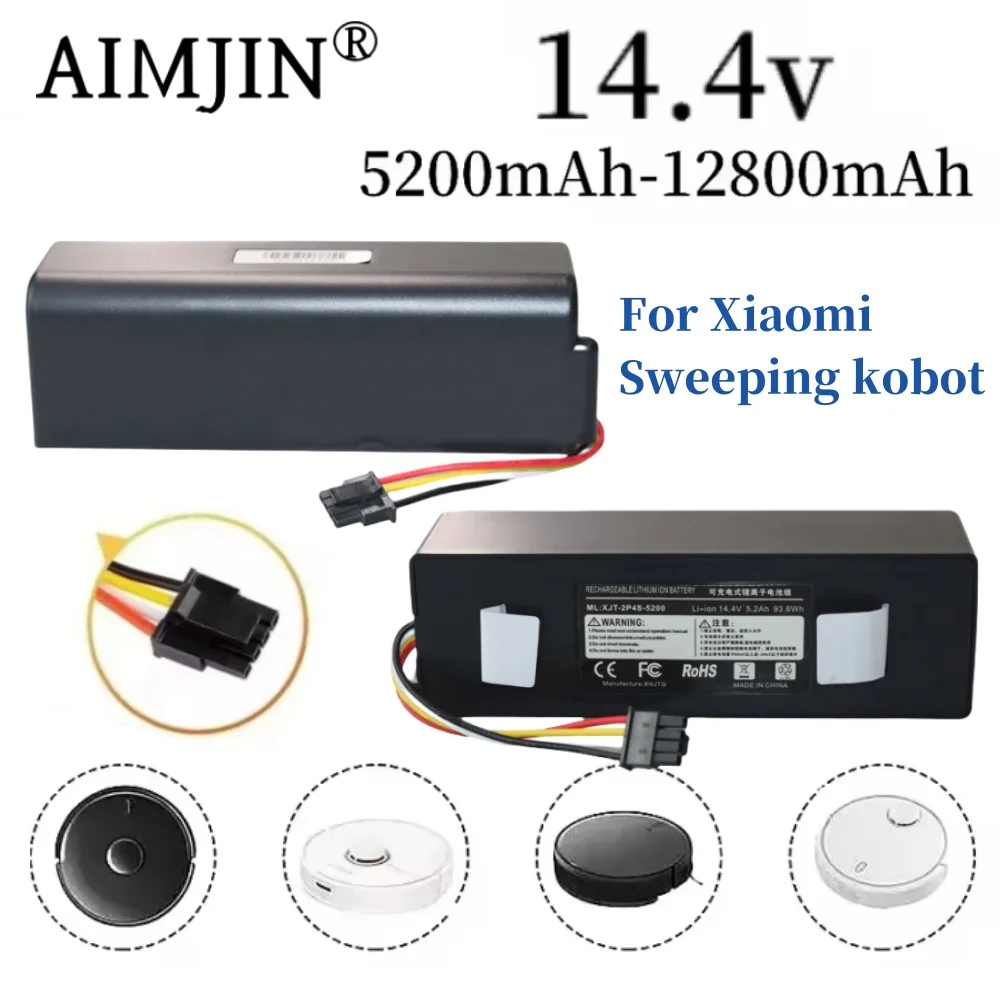 

Replacement Lithium Battery 14.4V with 5200/6500/9800/12800mAh Capacity for Xiaomi Roborock S55 S60 S65 S50 S51 S5 MAX Robotic V