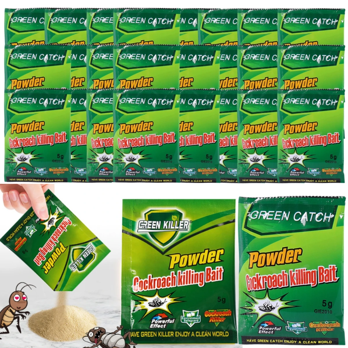 1-100 piezas de polvo eficaz para matar cucarachas, para uso doméstico, insecticida para cucarachas, trampa antiparasitaria, trampas para control de plagas