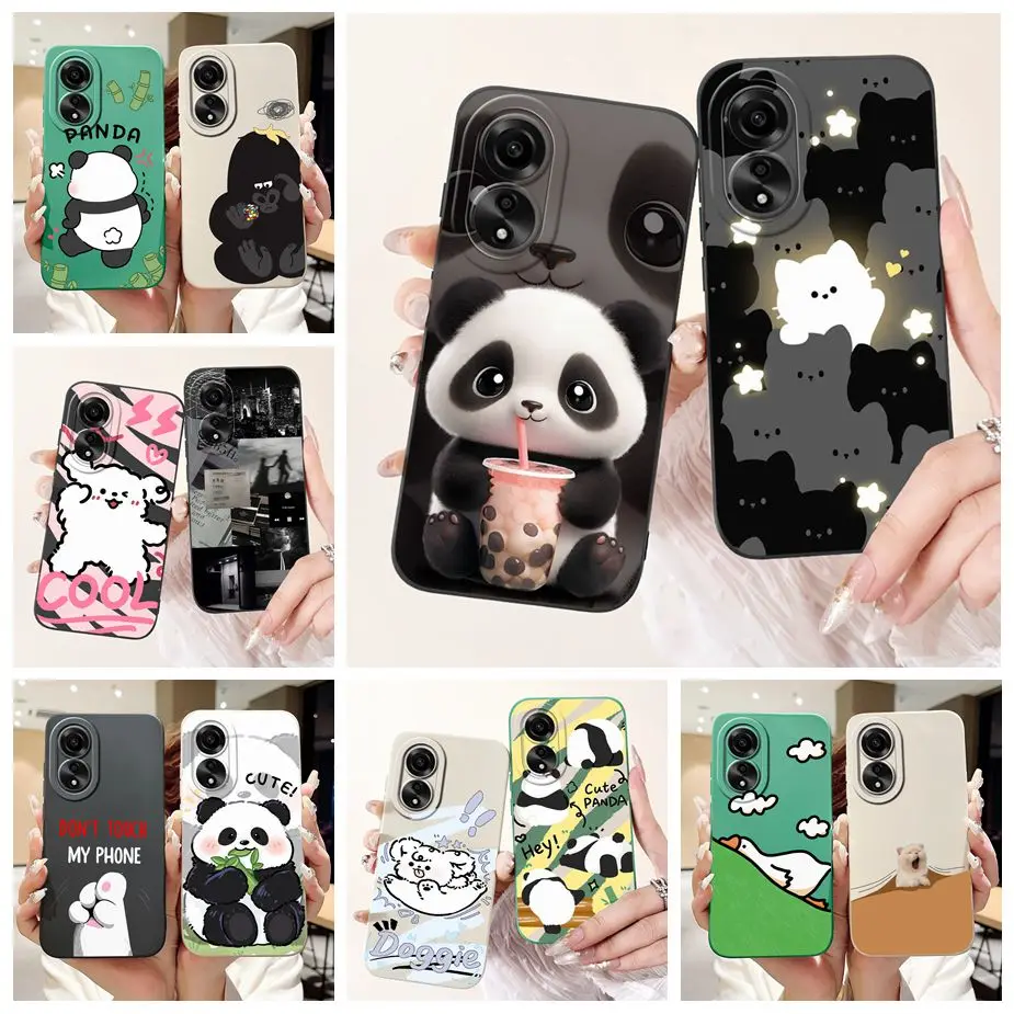 For Oppo A78 4G Case CPH2565 Cute Panda Cartoon Cover 6.43'' Soft Silicone Phone Case For Oppo A78 A 78 OppoA78 4G Fundas Bumper