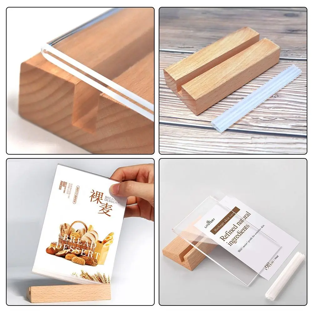 Double Sided Acrylic Sign Holder Wood Base Table Top Bulletin Board A4/A5/A6 Size Acrylic Material Table Top Display Stand