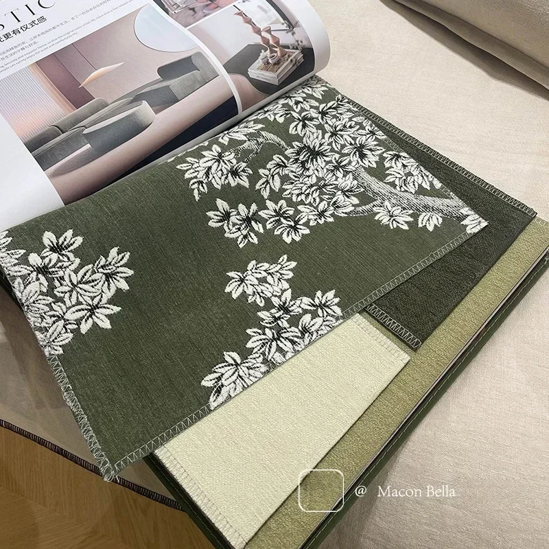 Curtains For Living Room Bedroom French Window Balcony Customized Vintage Dark Green Jacquard Splicing Chenille Blackout