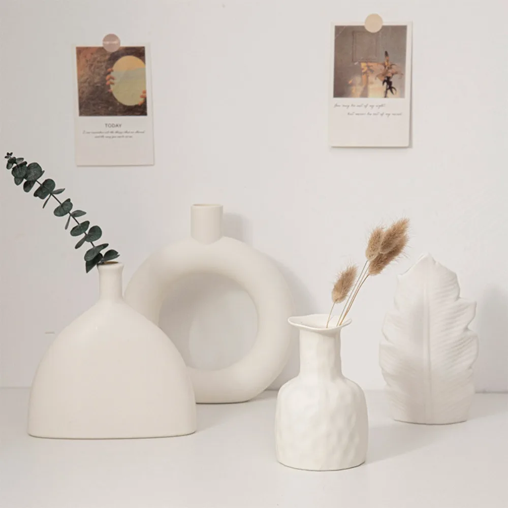 Ins nordische Plastik vase für Pampa Gras Donuts Blume Wohn accessoires Büro Wohnzimmer Interieur Tisch dekoration