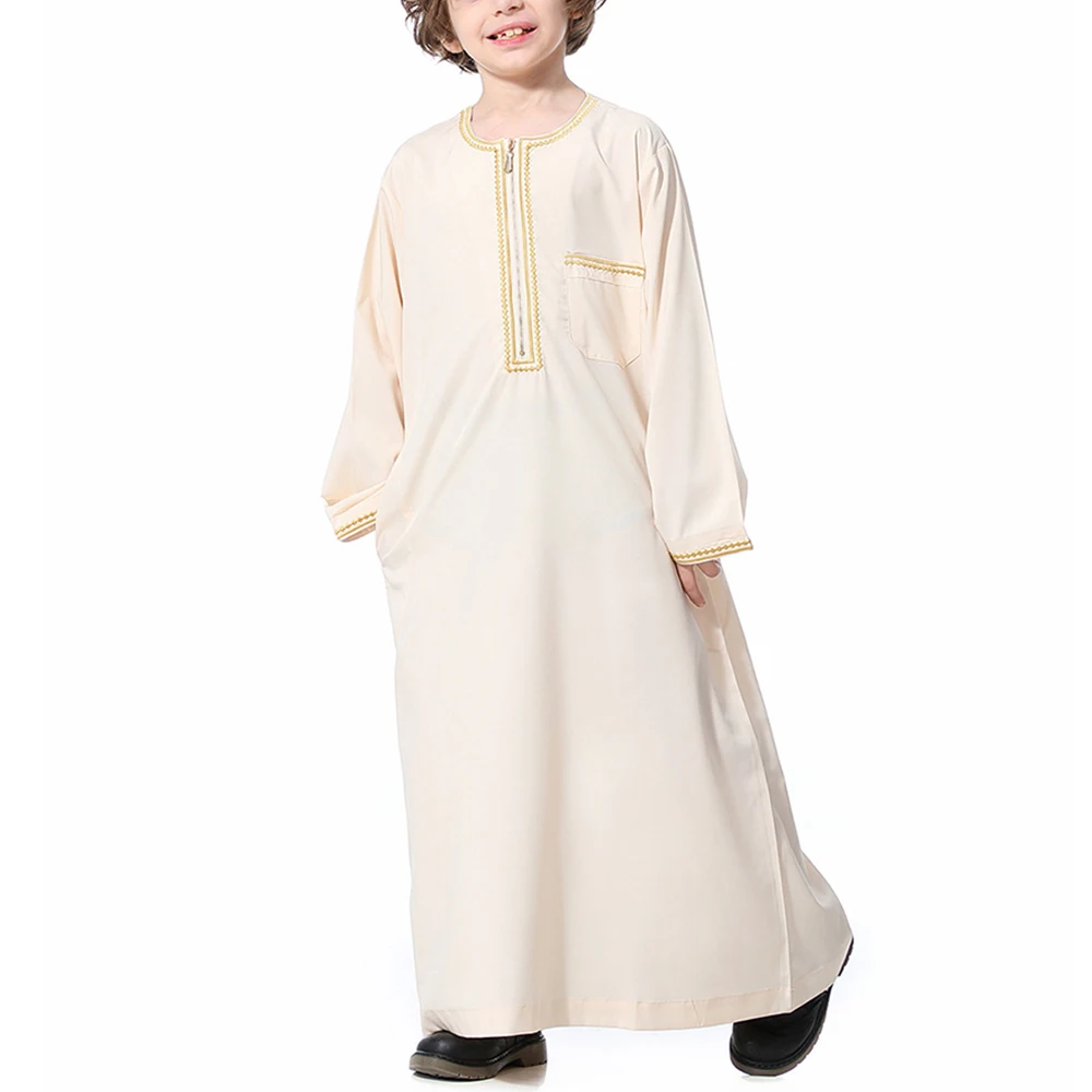 Abaya à manches longues pour garçons, vêtements musulmans pour enfants, robe arabe saoudienne, caftan pour la prière, vêtements islamiques, Thobe
