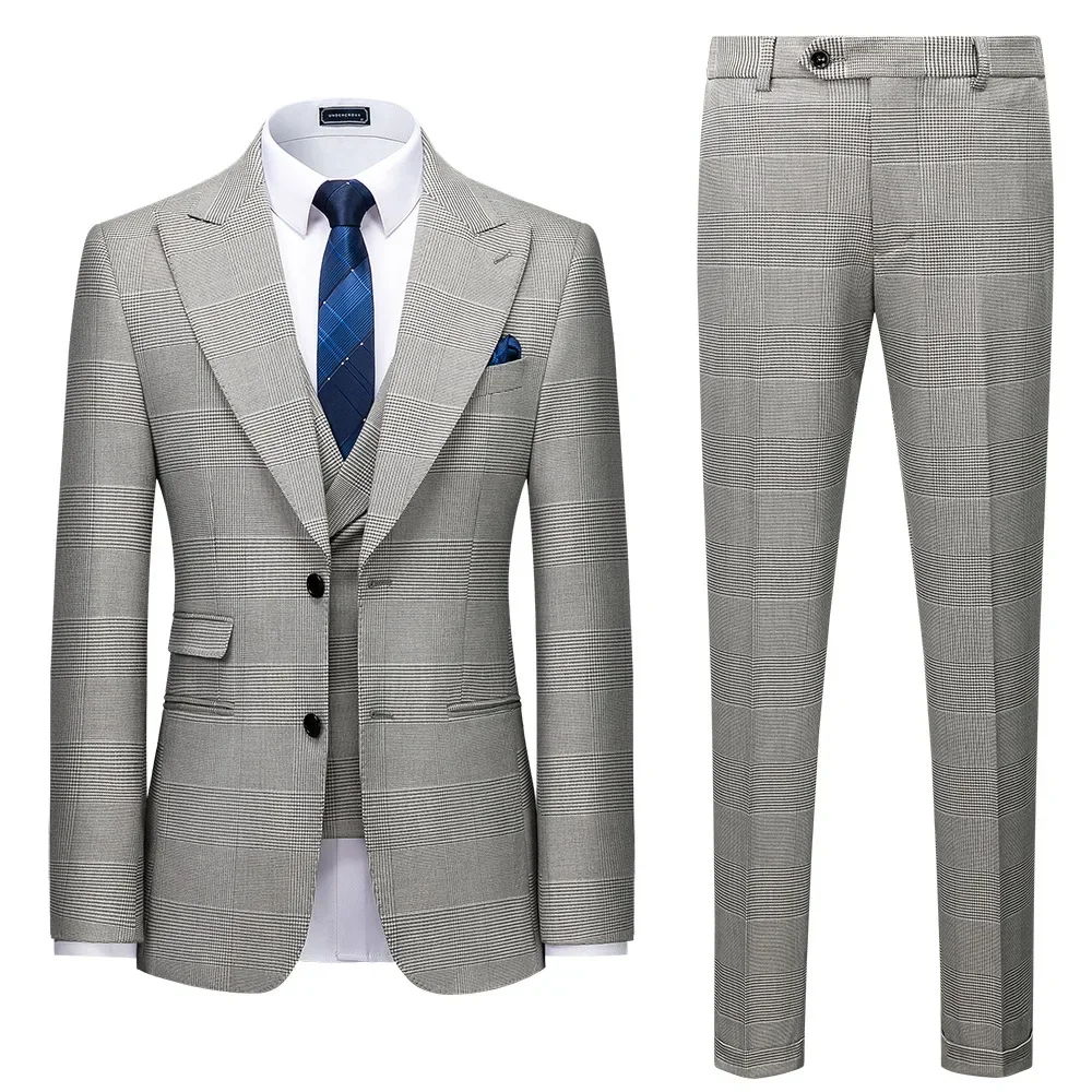 

072422 Men's suit Korean version slim-fit business casual three-piece set