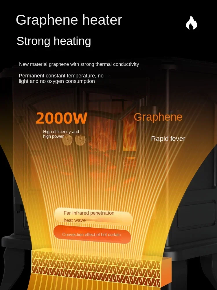 220 V Kamel Graphene 3D Flame Mountain elektrische Kaminheizung – energiesparende Heizung für den Winter