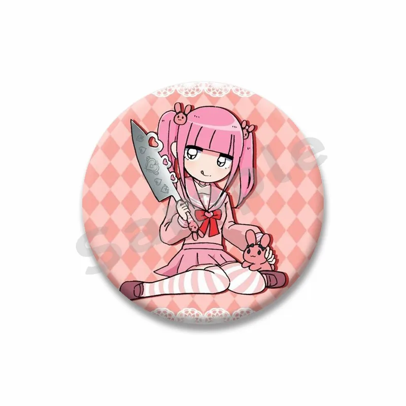 Y2K Cartoon Figure Menhera Chan Soft Button Pins Kawaii Anime Tinplate Snap-in Brooch Badge Backpack Accessories Jewelry Gift