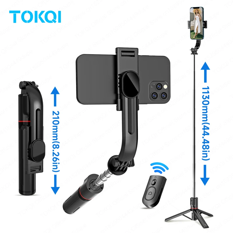 TOKQI L13 Mini palo de Selfie trípode plegable 44,48 "palo extendido con control remoto inalámbrico Bluetooth para Android IOS Smartphone Shoot