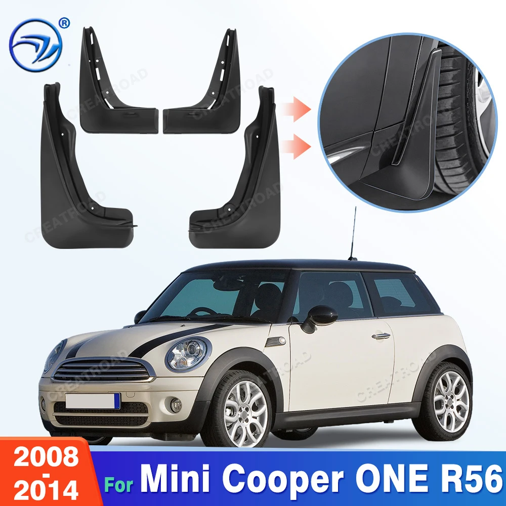 Custom Fit 4PCS Mud Flaps for Mini Cooper ONE R56 2008 2009 2010 2011 2012 2013 2014 No Drilling Splash Guards Fender
