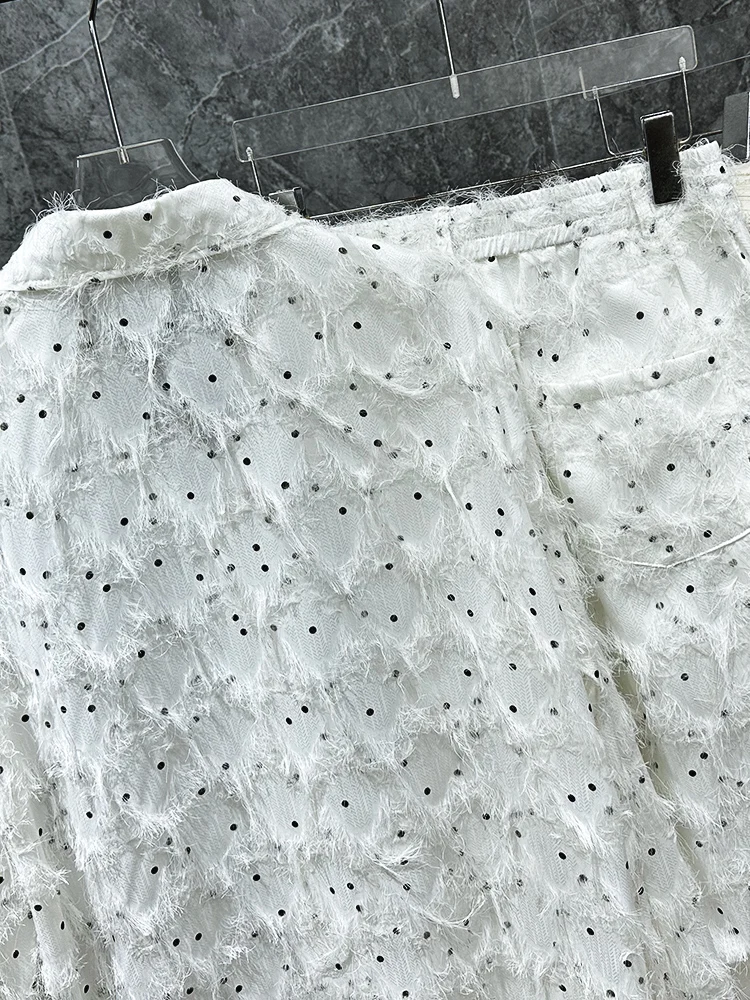 2025 New Tassel Design Sequin Shirts Pants Chic Two-Piece Sets Men High-End Fashion Trend 2pcs Men's Handsome Loose Comfort Sets