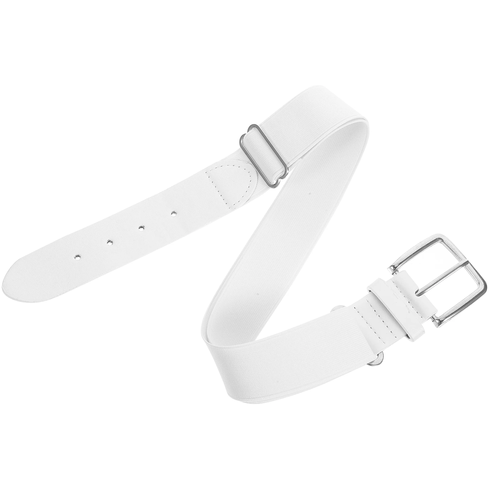 

White Elastic Belts Softball Baseball AdjustableWaist for WomenMen Students PU Stretch
