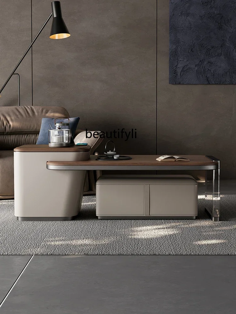 

pgWalnut Kung Fu tea table tea making integrated small apartment living room household medieval solid wood high-end tea table