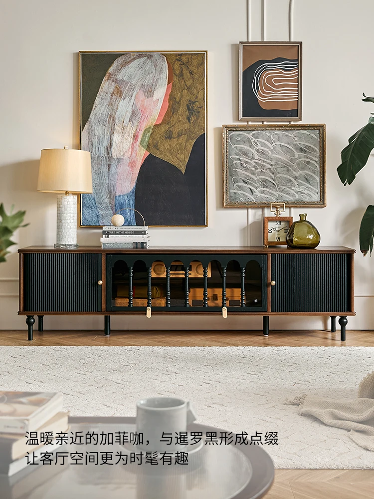 

Golgovo, French retro solid wood TV cabinet, living room 2024 new high-end black medieval home