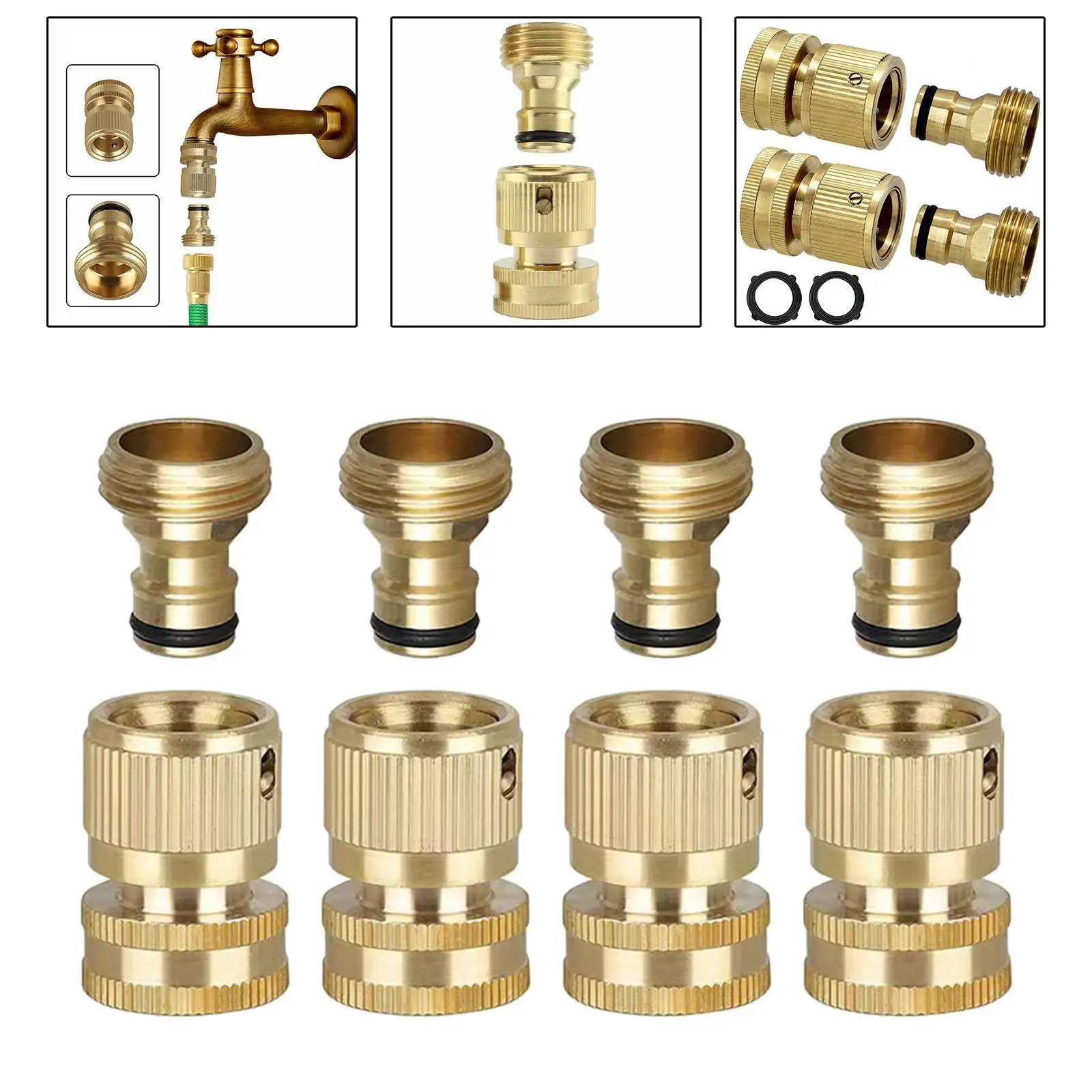 

Многофункциональный набор соединителей для садового шланга, латунные быстроразъемные фитинги с защитой от протечек для полива газона