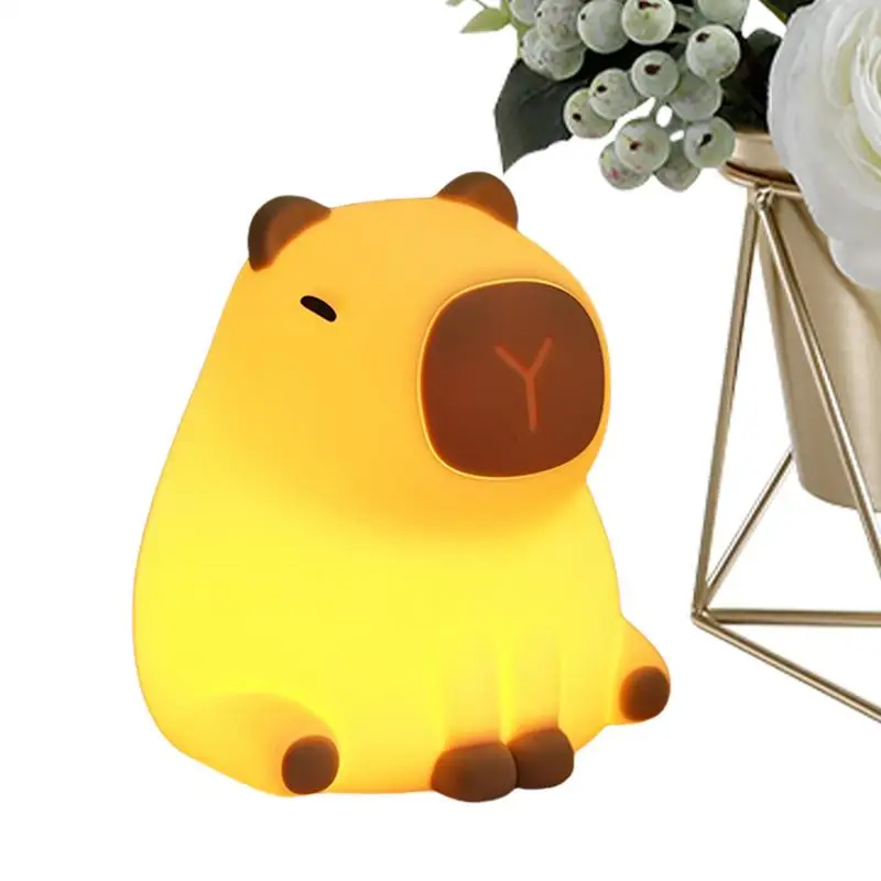 Silicone Night Light 7-Color Cute Night Light Silicone Capybara Toy Bedside Touch Lamp Dimmable Night Light For Bedrooms Living